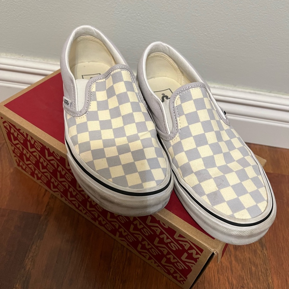 Vans Gray Dawn Checkered Slip-Ons